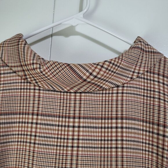 Ann Taylor Factory Plaid Sleeveless Lined Dress Women's SZ 14 Brown - Picture 4 of 11